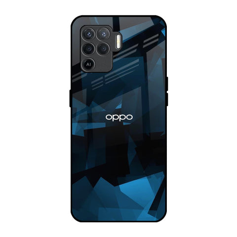 Polygonal Blue Box Oppo F19 Pro Glass Back Cover Online