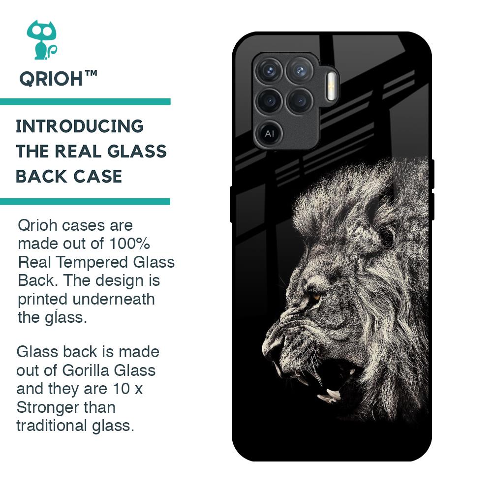Brave Lion Glass Case for Oppo F19 Pro