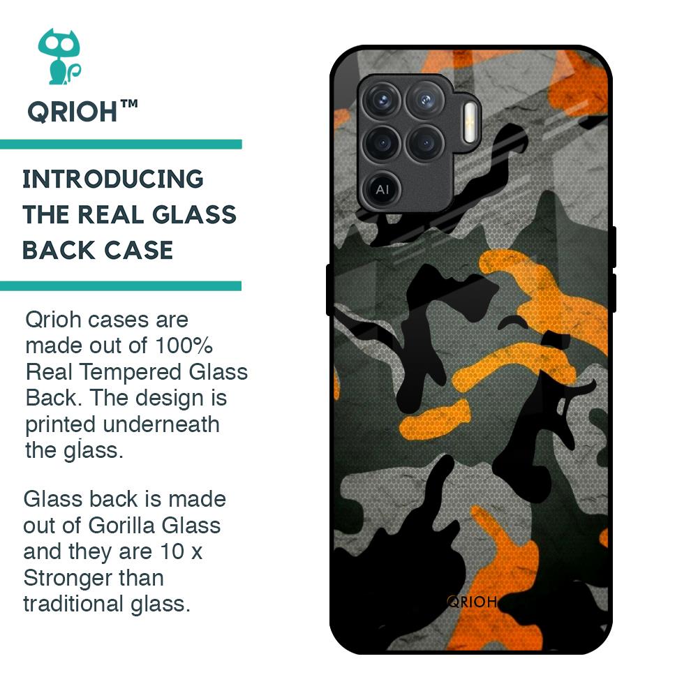 Camouflage Orange Glass Case For Oppo F19 Pro