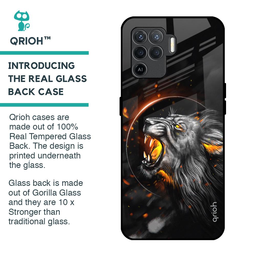 Aggressive Lion Glass Case for Oppo F19 Pro