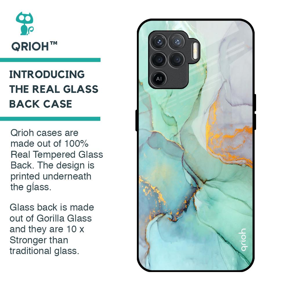 Green Marble Glass Case for Oppo F19 Pro