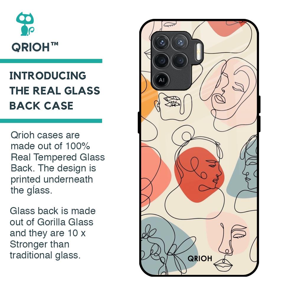 Abstract Faces Glass Case for Oppo F19 Pro