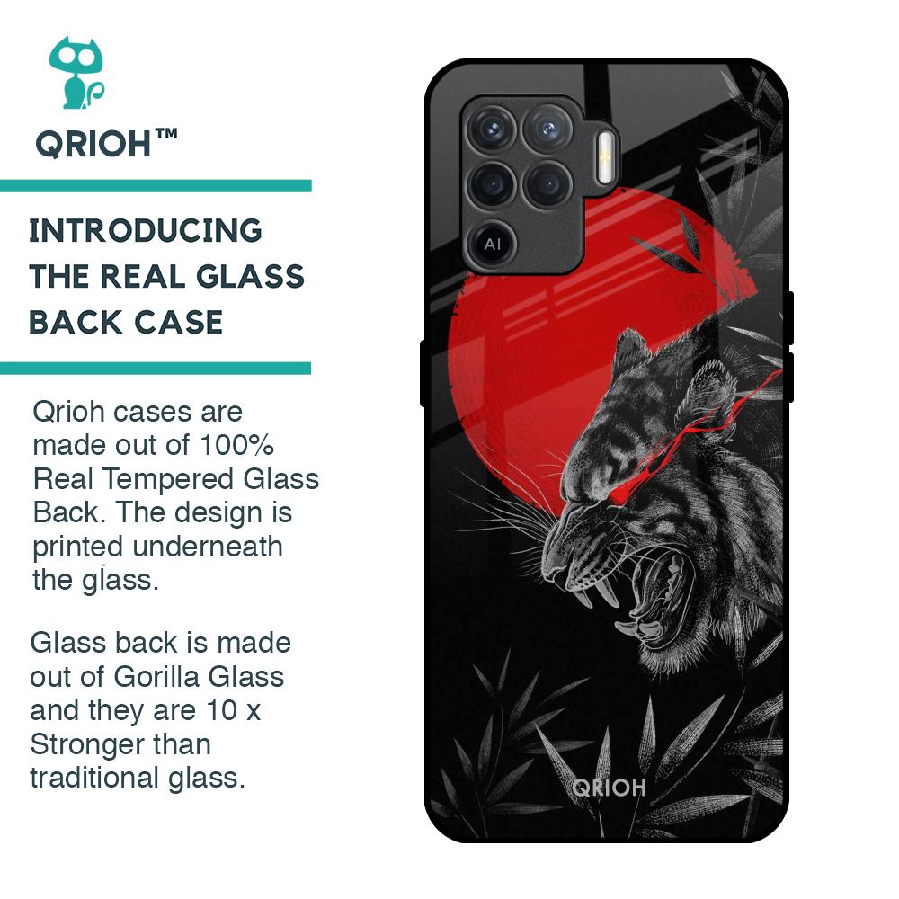 Red Moon Tiger Glass Case for Oppo F19 Pro