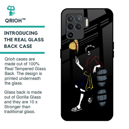 Luffy Line Art Glass Case for Oppo F19 Pro