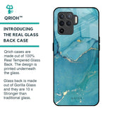 Blue Golden Glitter Glass Case for Oppo F19 Pro