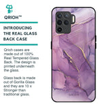 Purple Gold Marble Glass Case for Oppo F19 Pro