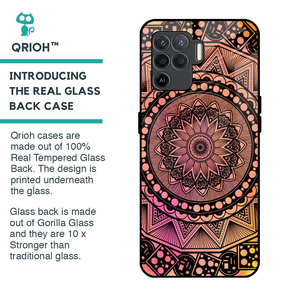 Floral Mandala Glass Case for Oppo F19 Pro