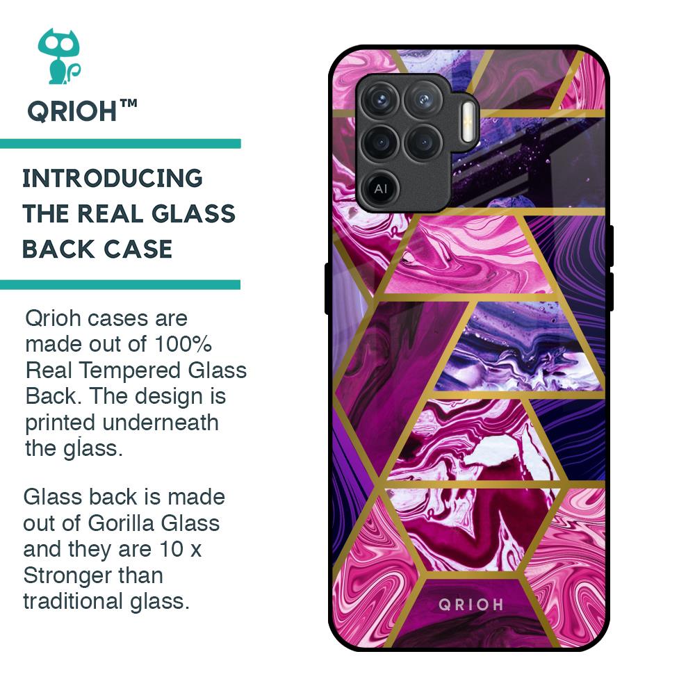Electroplated Geometric Marble Glass Case for Oppo F19 Pro