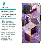 Purple Rhombus Marble Glass Case for Oppo F19 Pro