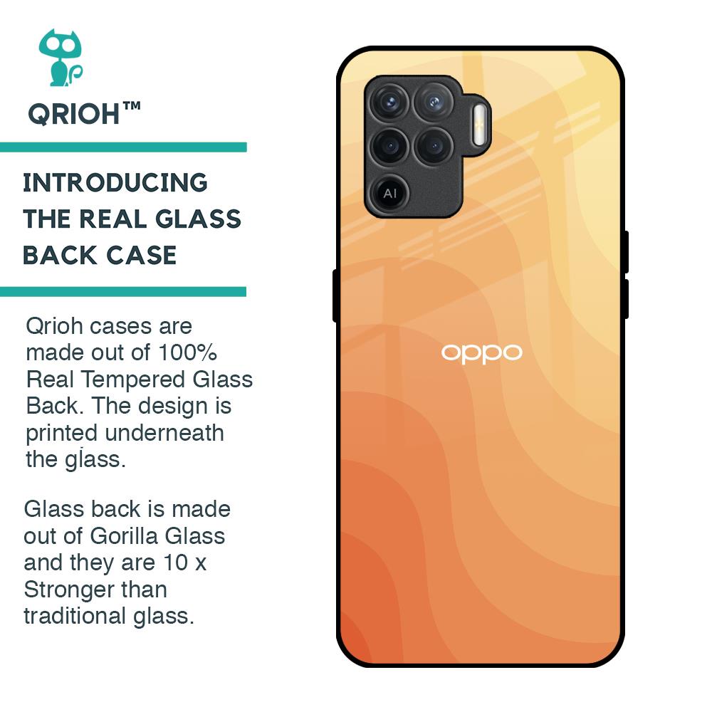 Orange Curve Pattern Glass Case for Oppo F19 Pro