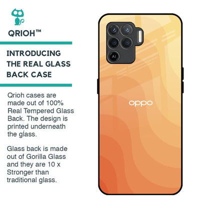 Orange Curve Pattern Glass Case for Oppo F19 Pro