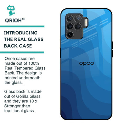 Blue Wave Abstract Glass Case for Oppo F19 Pro