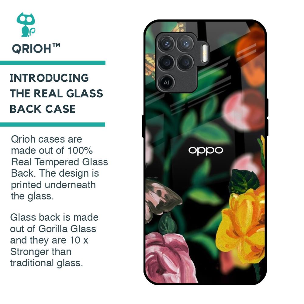 Flowers & Butterfly Glass Case for Oppo F19 Pro