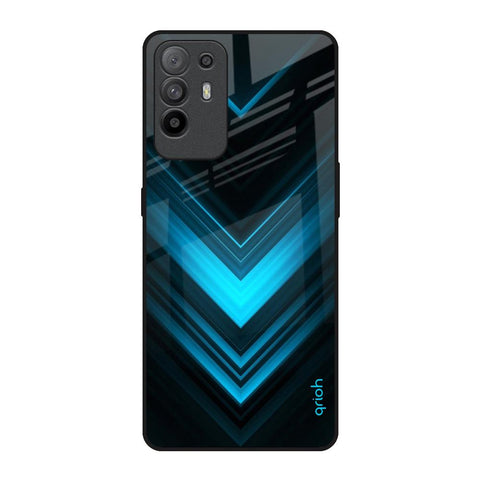 Vertical Blue Arrow Oppo F19 Pro Plus Glass Back Cover Online