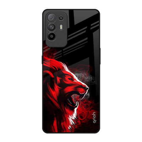 Red Angry Lion Oppo F19 Pro Plus Glass Back Cover Online