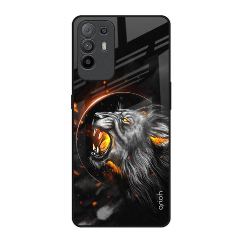 Aggressive Lion Oppo F19 Pro Plus Glass Back Cover Online