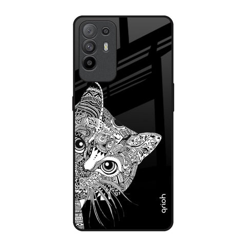 Kitten Mandala Oppo F19 Pro Plus Glass Back Cover Online
