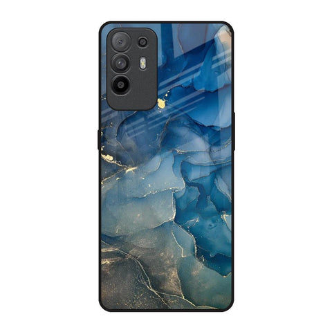 Blue Cool Marble Oppo F19 Pro Plus Glass Back Cover Online