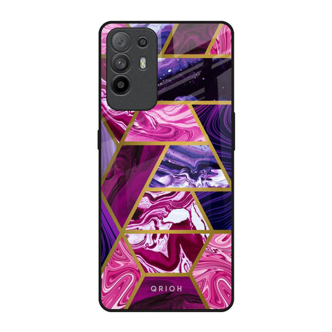 Electroplated Geometric Marble Oppo F19 Pro Plus Glass Back Cover Online