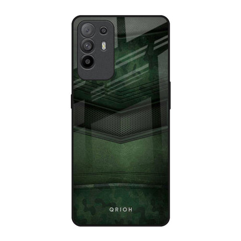 Green Leather Oppo F19 Pro Plus Glass Back Cover Online