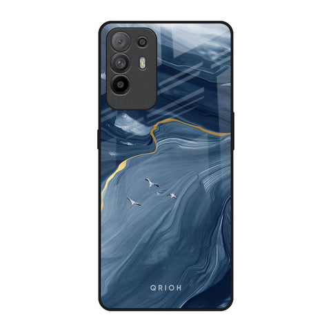 Deep Ocean Marble Oppo F19 Pro Plus Glass Back Cover Online