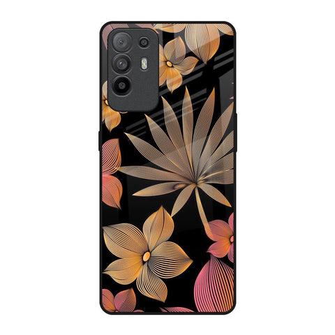 Lines Pattern Flowers Oppo F19 Pro Plus Glass Back Cover Online
