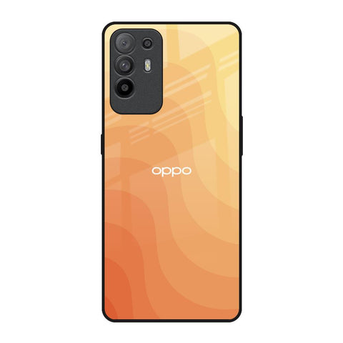 Orange Curve Pattern Oppo F19 Pro Plus Glass Back Cover Online