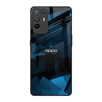 Polygonal Blue Box Oppo F19 Pro Plus Glass Back Cover Online