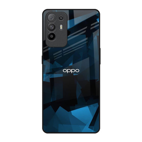 Polygonal Blue Box Oppo F19 Pro Plus Glass Back Cover Online