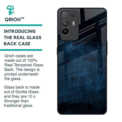 Dark Blue Grunge Glass Case for Oppo F19 Pro Plus