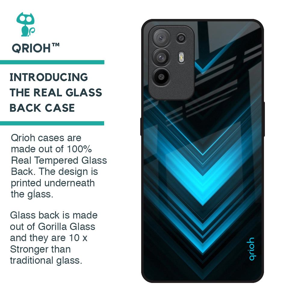 Vertical Blue Arrow Glass Case For Oppo F19 Pro Plus