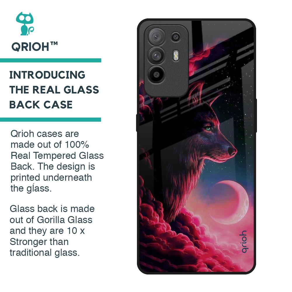 Moon Wolf Glass Case for Oppo F19 Pro Plus