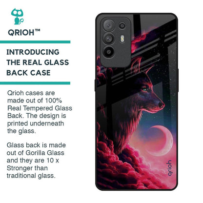 Moon Wolf Glass Case for Oppo F19 Pro Plus