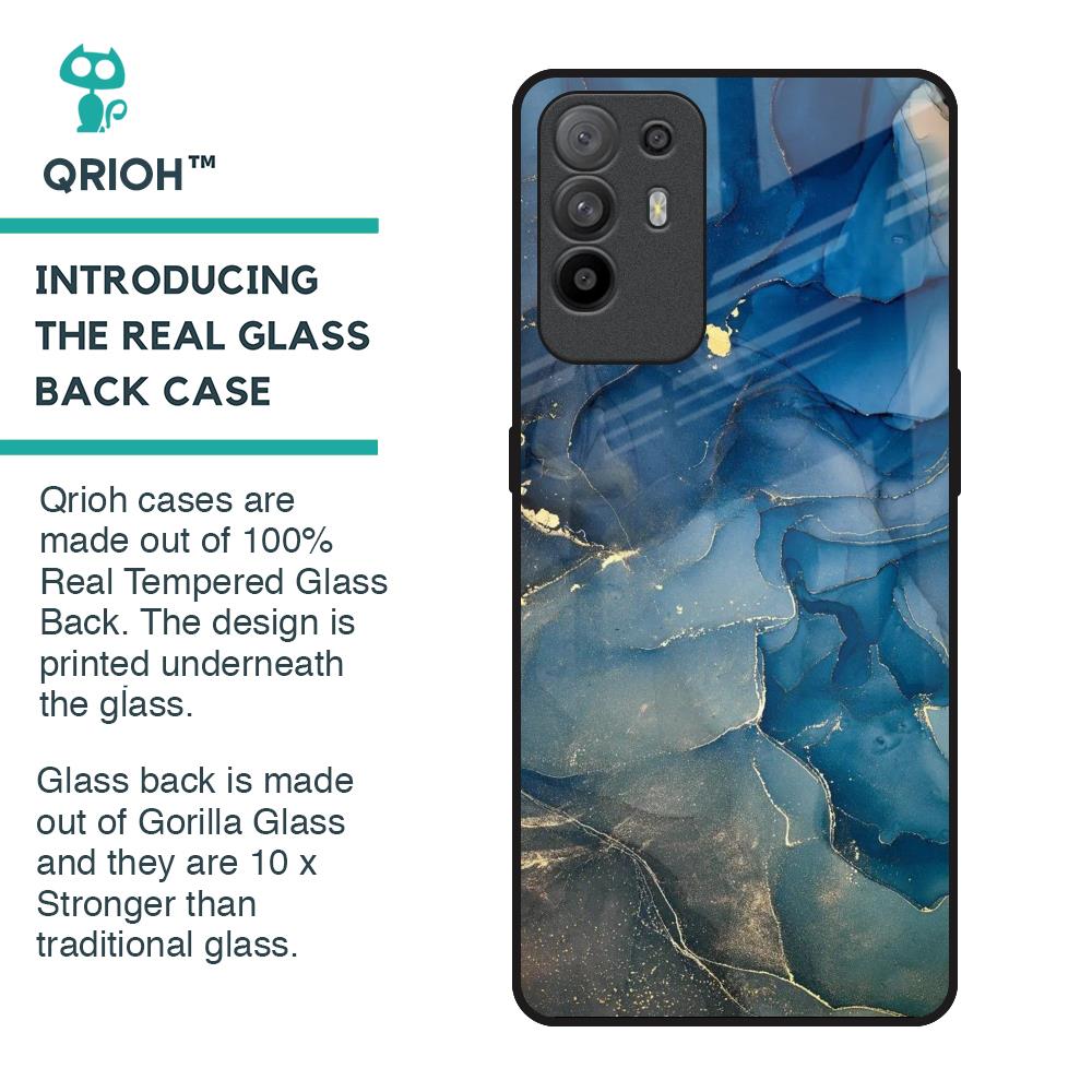 Blue Cool Marble Glass Case for Oppo F19 Pro Plus