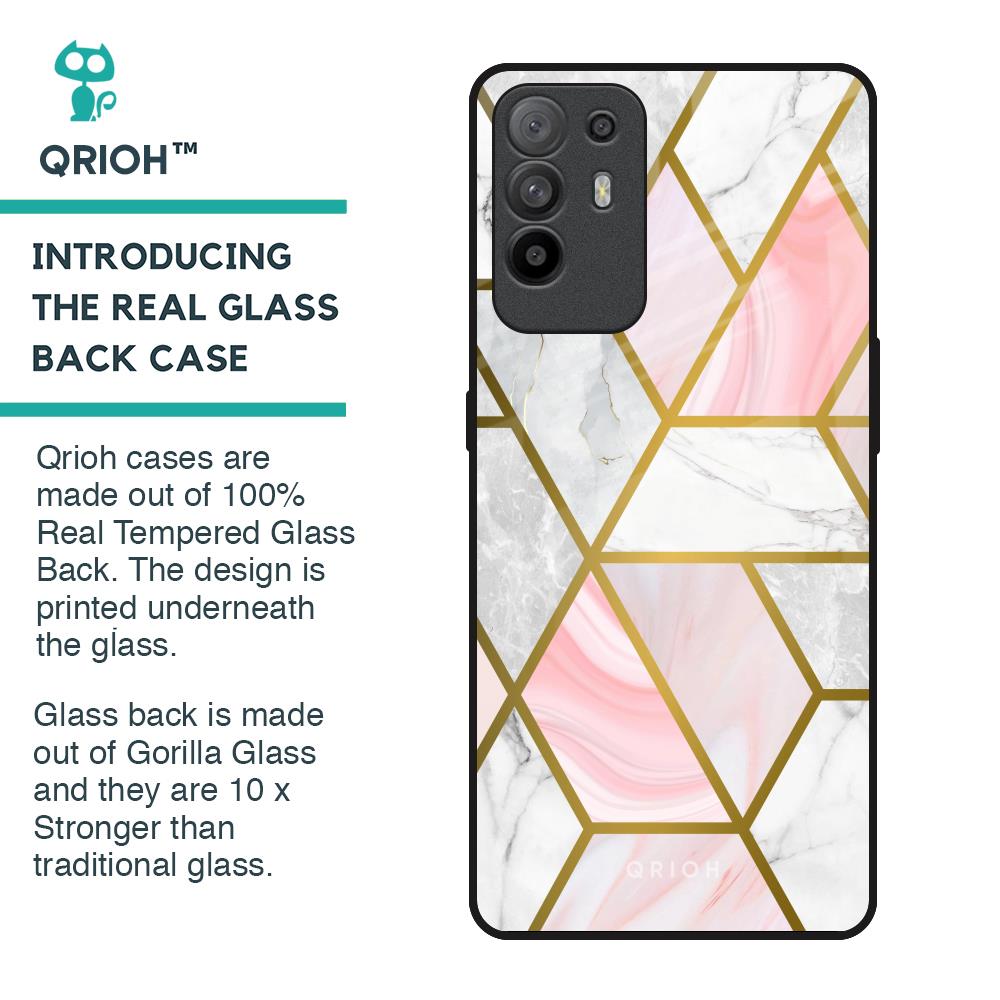 Geometrical Marble Glass Case for Oppo F19 Pro Plus