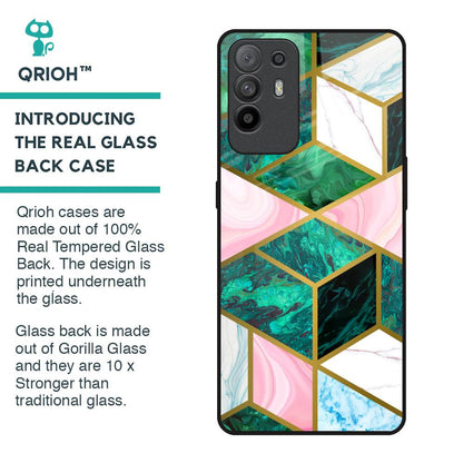 Seamless Green Marble Glass Case for Oppo F19 Pro Plus
