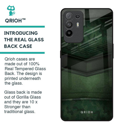 Green Leather Glass Case for Oppo F19 Pro Plus