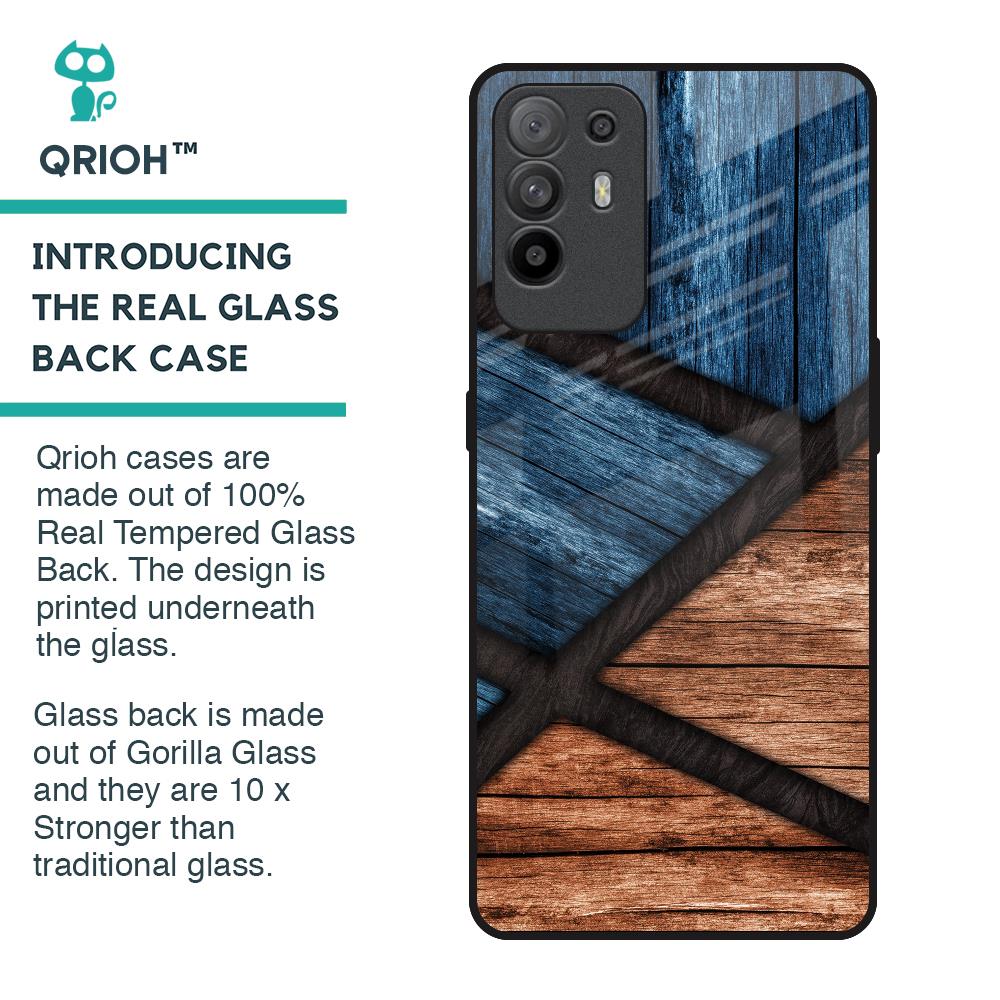 Wooden Tiles Glass Case for Oppo F19 Pro Plus