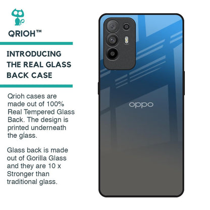Blue Grey Ombre Glass Case for Oppo F19 Pro Plus