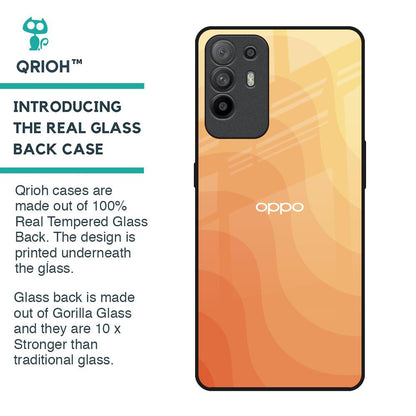 Orange Curve Pattern Glass Case for Oppo F19 Pro Plus
