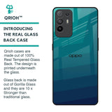 Green Triangle Pattern Glass Case for Oppo F19 Pro Plus