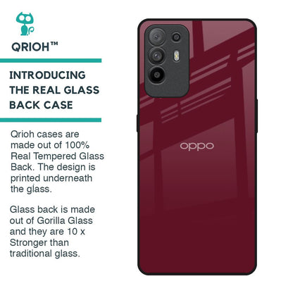 Classic Burgundy Glass Case for Oppo F19 Pro Plus