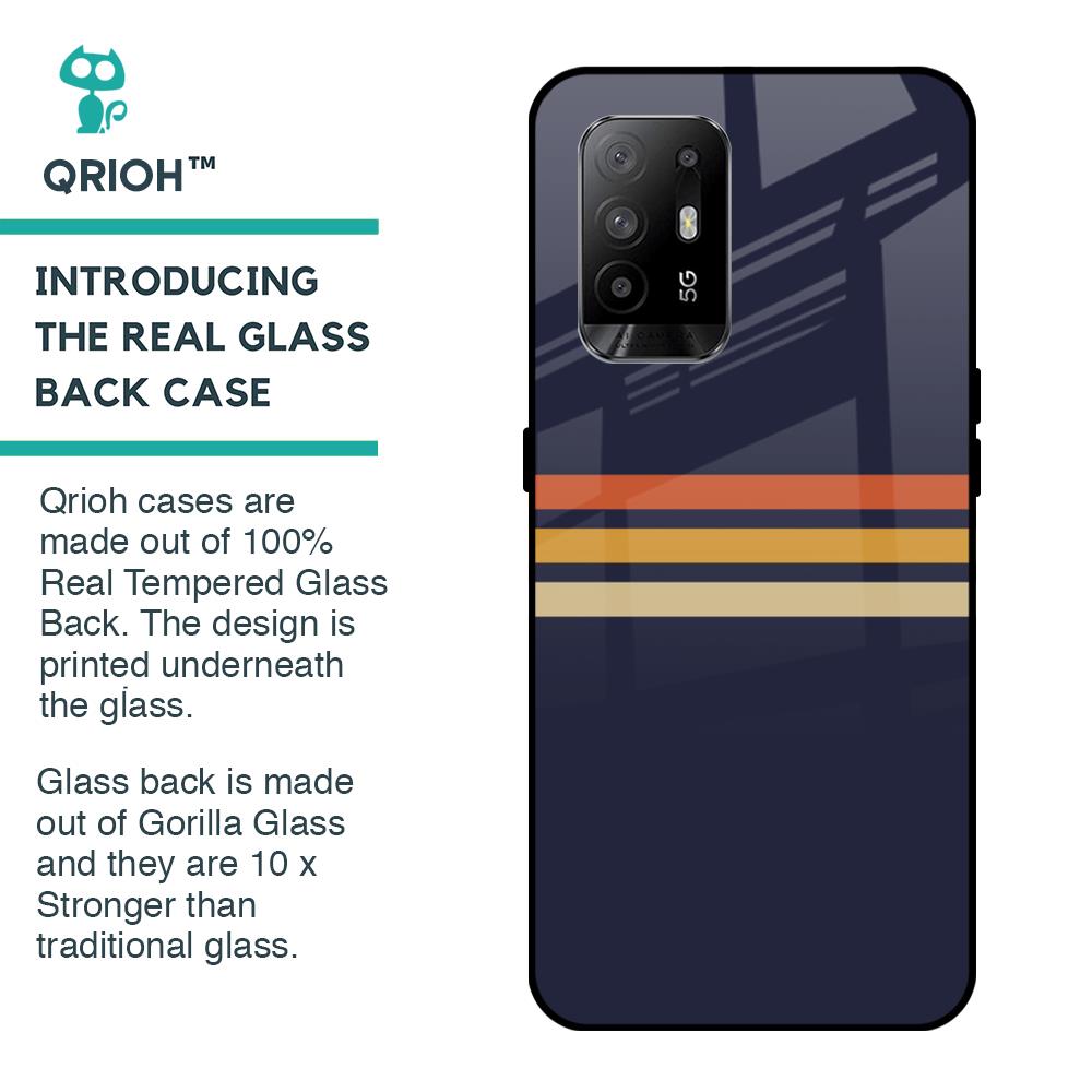 Tricolor Stripes Glass Case For Oppo F19 Pro Plus