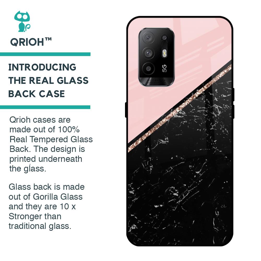 Marble Texture Pink Glass Case For Oppo F19 Pro Plus