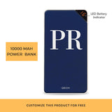 Navy Blue Initials Customized Power Bank