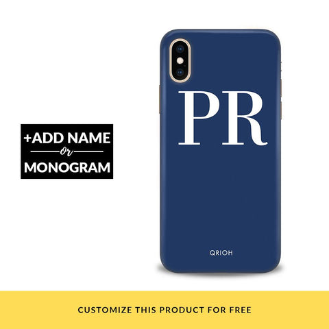 Navy Blue Initials Customized Phone Cover
