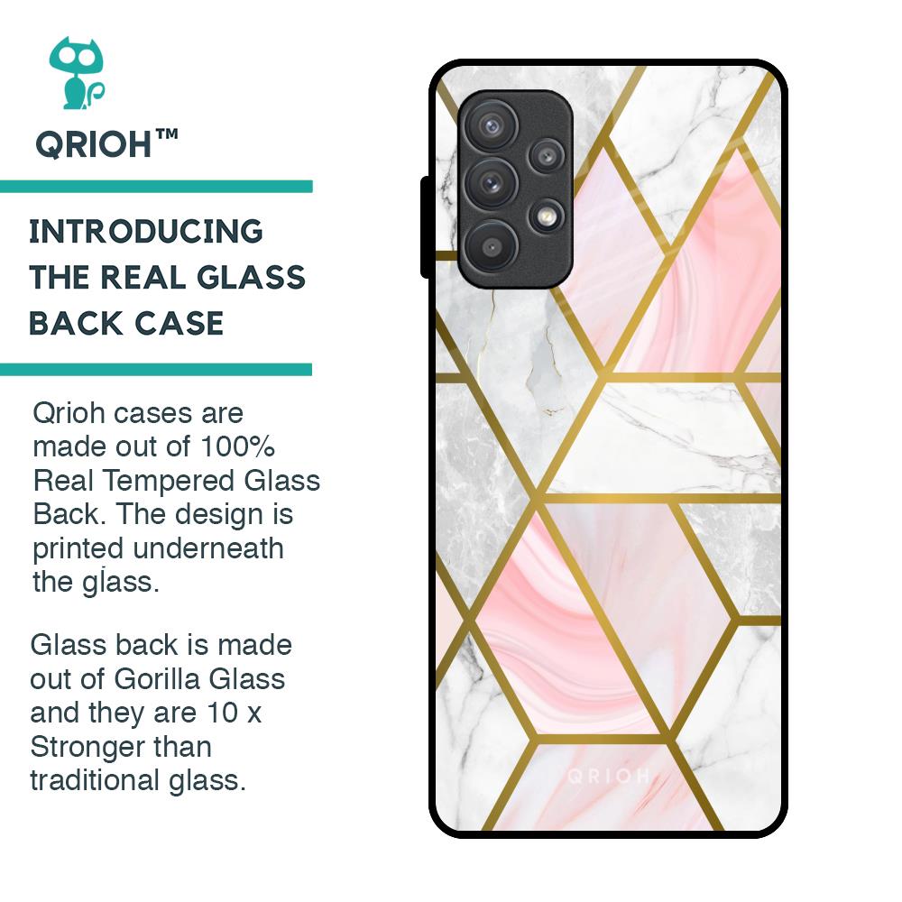 Geometrical Marble Glass Case for Samsung Galaxy A52