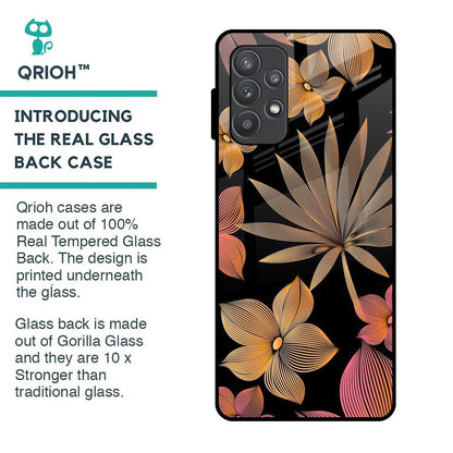 Lines Pattern Flowers Glass Case for Samsung Galaxy A52