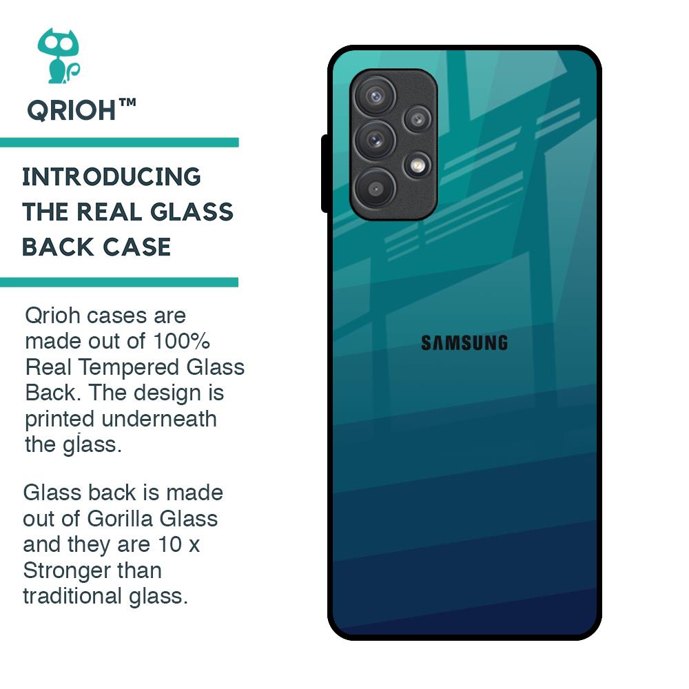 Green Triangle Pattern Glass Case for Samsung Galaxy A52