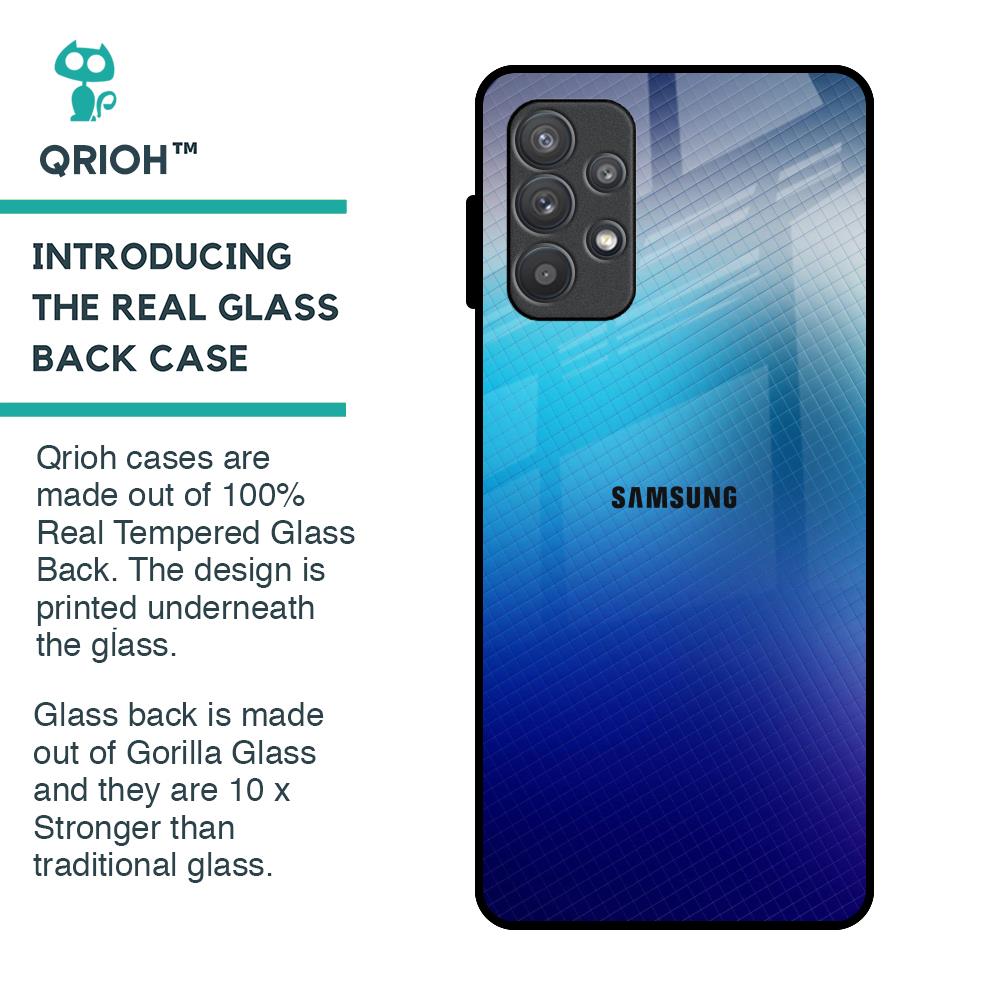 Blue Rhombus Pattern Glass Case for Samsung Galaxy A52